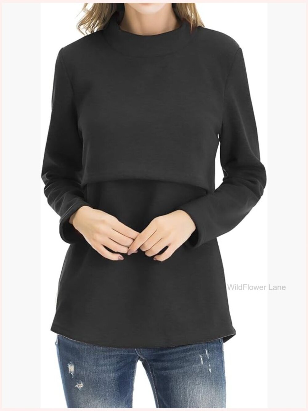Long Sleeve Nursing Tops Fleece Breastfeeding Maternity Tees